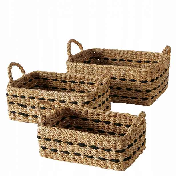 Pletený Koš Béžový Z Mořské Trávy Bokar Set 3 ks 38X26X20,5 CM