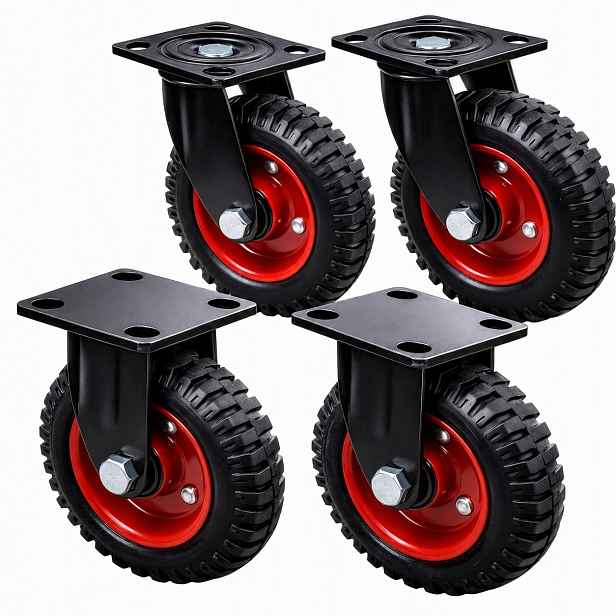 Přepravní Vozík, Gumová Kolečka, Plné 160 MM, 600 Kg, Silné, Sada 4 Ks Pvc
