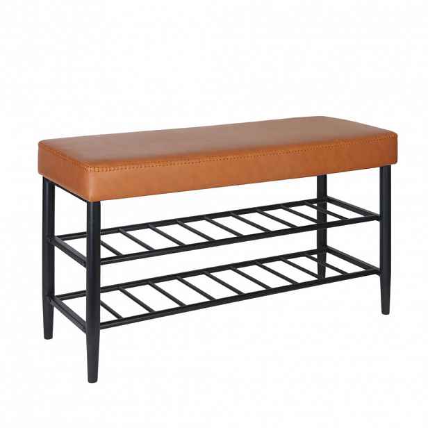 Relaxdays LAVICE Hnědá umělá kůže 2 police na boty 80 cm