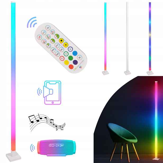 Stojací Led stojací lampa Rgb s dálkovým ovládáním, barevná, 150 cm Polux