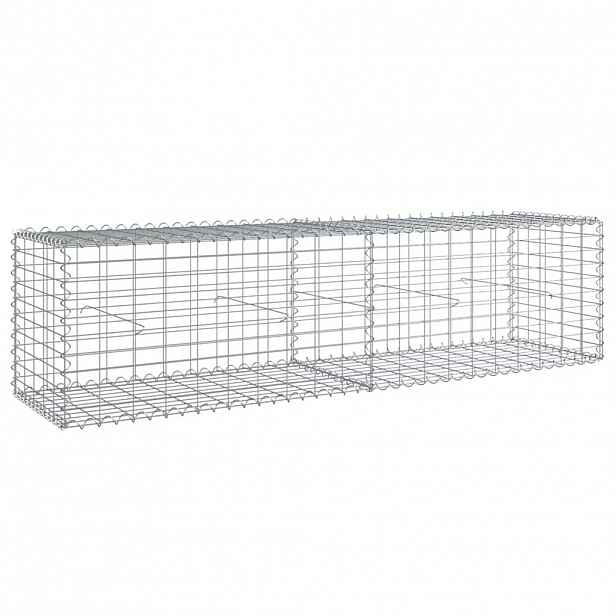 vidaXL Gabionový koš s víkem 200 x 50 x 50 cm pozinkované železo