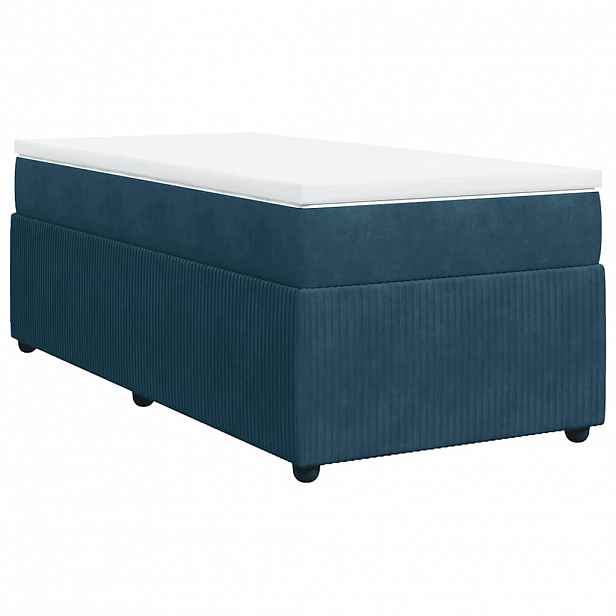 vidaXL Box spring postel s matrací tmavě modrá 80 x 200 cm samet