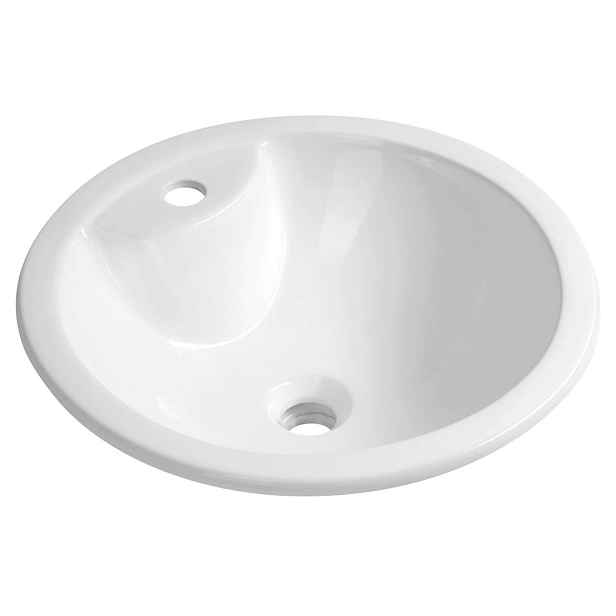 Aqualine Shipra - Umyvadlo, průměr 46 cm, s přepadem, otvor pro baterii, bílá NP564