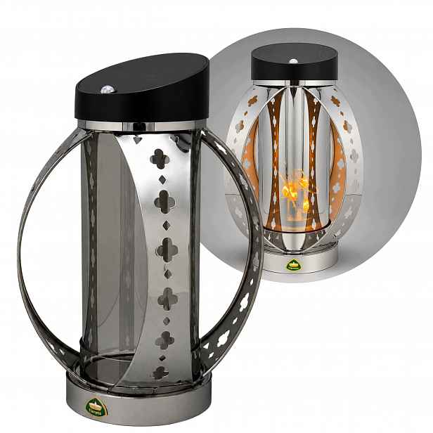 Hřbitovní Svíčka na hrob Hřbitov Lampion Led Kula Kovová Stříbrná 26 cm