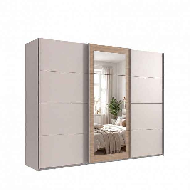 luma-home SKŘÍŇ S VZDUŠNÝMI DVEŘMI, 3dveřová, šířka 270 cm, výška 208 cm, hloubka 64 cm, úchytky v odstínu béžově šedé / 22628