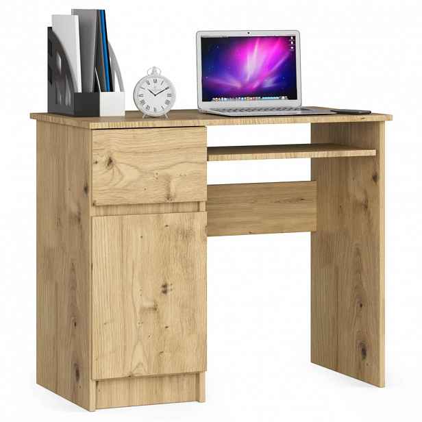 PC stůl KALRION - dub artisan, levé provedení