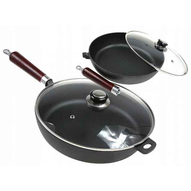 Plechová pánev s litinovým víkem 28 cm Velká Indukce Gaz