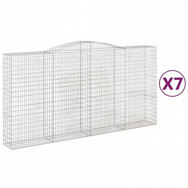 vidaXL Klenuté gabionové koše 7 ks 400x50x200/220cm pozinkované železo