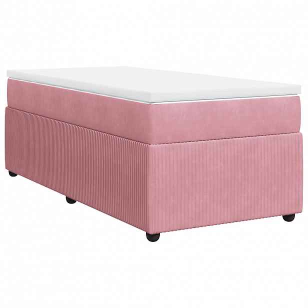 vidaXL Box spring postel s matrací růžová 80 x 200 cm samet