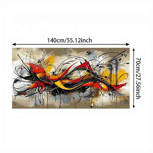 TEMU 1ks Moderní Abstraktní Graffiti Umění Plátěný Tisk, 27,56x55,12 Palcový Bezramenný Stěnový Dekor Pro Obývací Pokoj A Ložnici, Vibrantní Červená,