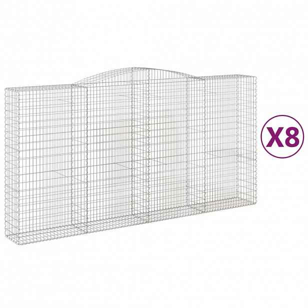 vidaXL Klenuté gabionové koše 8 ks 400x50x200/220cm pozinkované železo