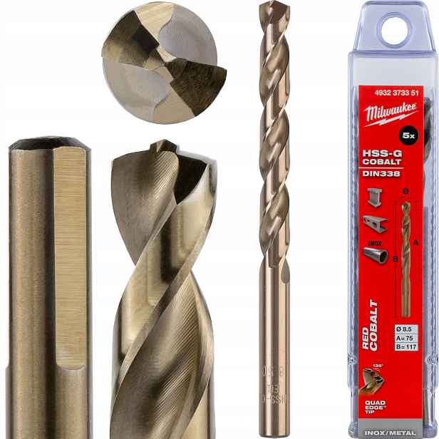 Vrtáky do kovu kobaltové 8,5 mm 5ks z nerezové oceli Milwaukee Cobalt