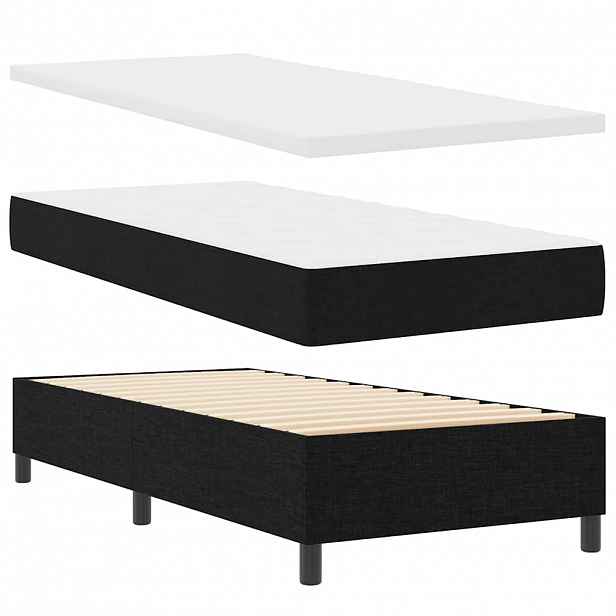 vidaXL LED box pružinová postel s čelo Černá 100 x 200 cm textil