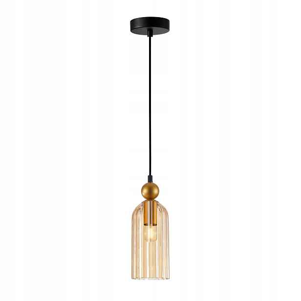 Italux Narisa závěsná lampa černo-zlatá, skleněná, 1xE27 40W