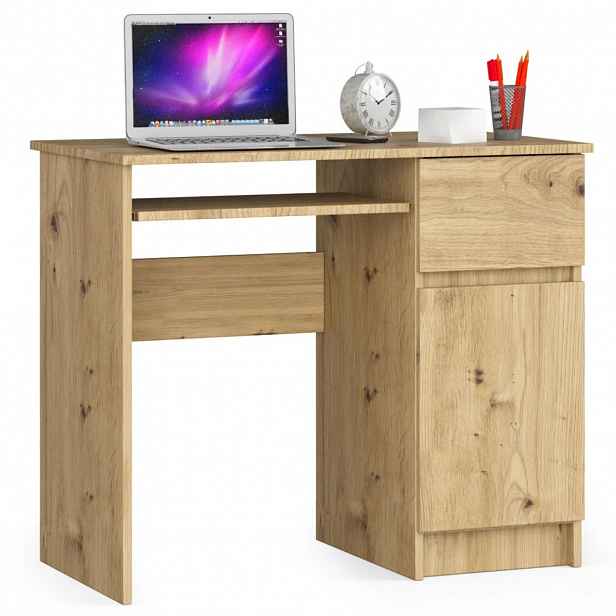PC stůl KALRION - dub artisan, pravé provedení