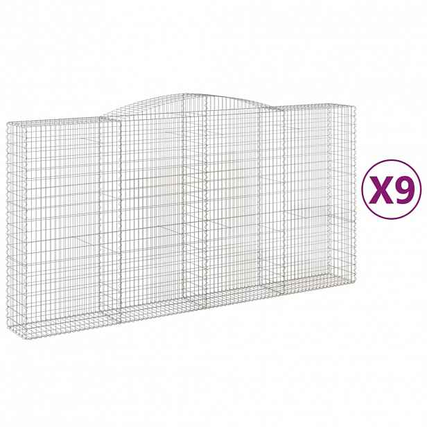 vidaXL Klenuté gabionové koše 9 ks 400x50x200/220cm pozinkované železo