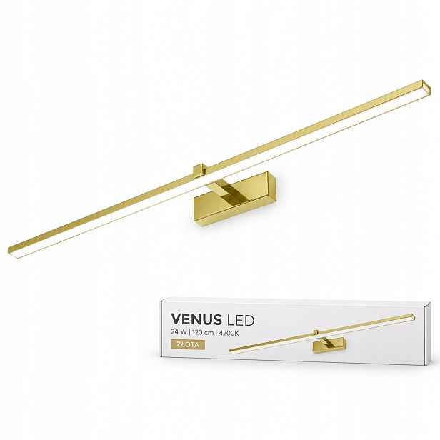 Zlatá nástěnná lampa Venus 24W 120 cm Led do obývacího pokoje 4200K IP44 1640lm