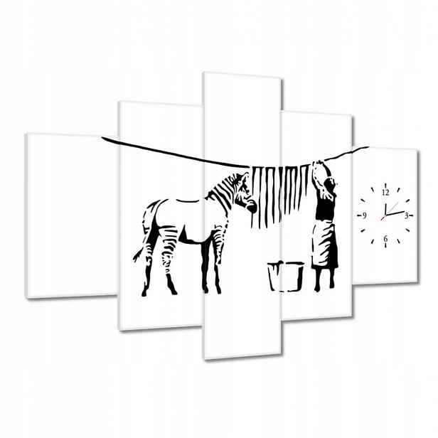 Hodiny 150x105 Praní zebry Banksy Pásky