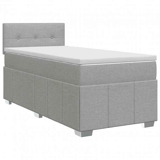 vidaXL Postel boxspring s matrací Světle šedá 100 x 200 cm Textil