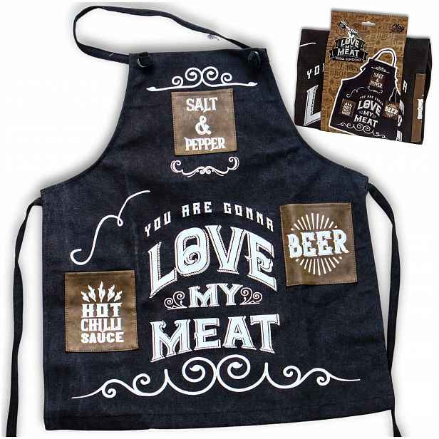 Grilovací Zástěra Love My Meat – Veselý Dárek Pro Muže Na Grilování