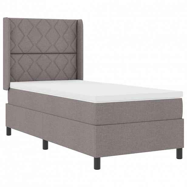 vidaXL LED box pružinová postel s čelo Taupe 100 x 200 cm textil
