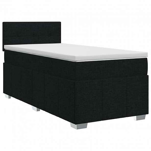 vidaXL Postel boxspring s matrací s čelo Černá 100 x 200 cm Textil