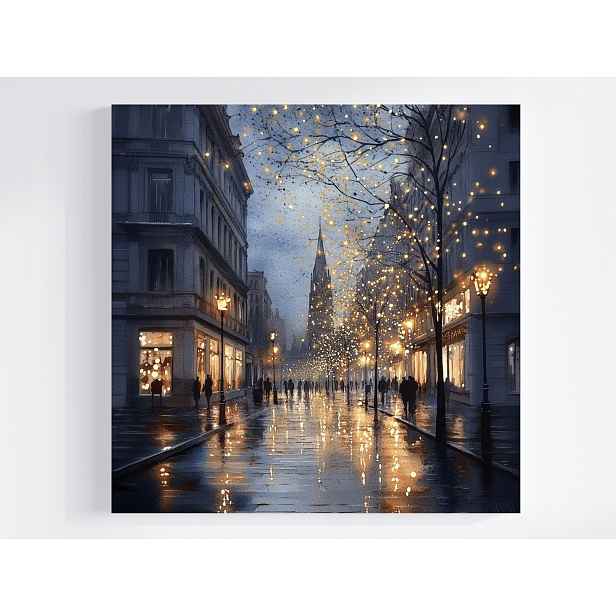 Obraz Na Plátně Canvas Noční Ulice Déšť Světla Romantic City 50x50
