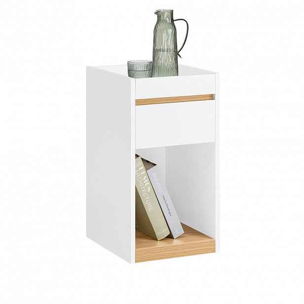 SoBuy NOČNÍ STOLEK s jedním zásuvkou Bílá 35x30x55cm Minimalistický