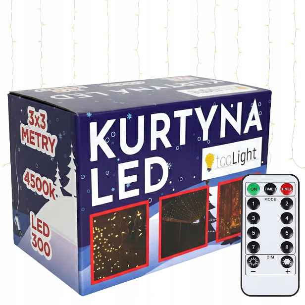 Světelný Závěs 3x3 Led Lampy Teplá Bílá Vnitřní Girlanda Vodopád