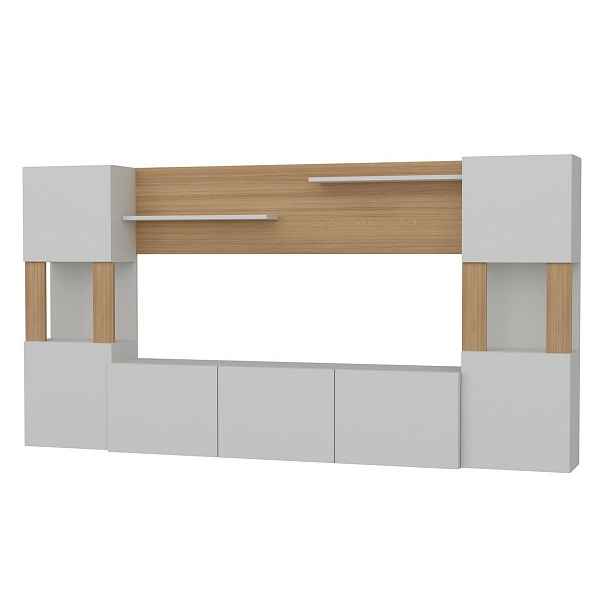Televizní stěna Lore White and Teak