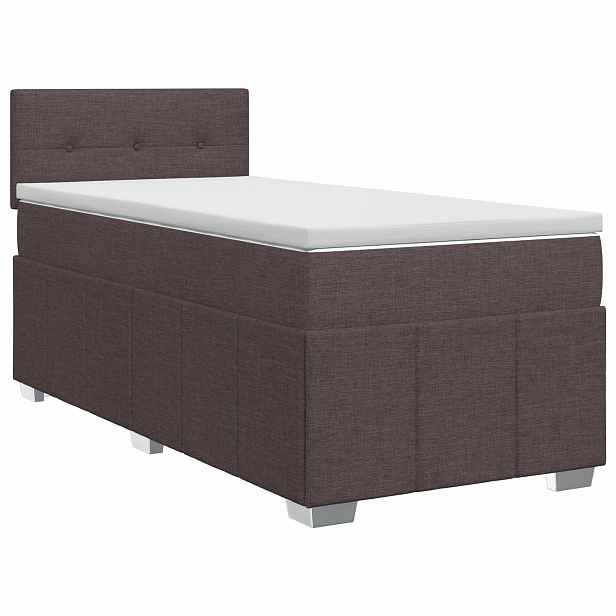 vidaXL Postel boxspring s matrací Tmavě hnědá 100 x 200 cm Textil