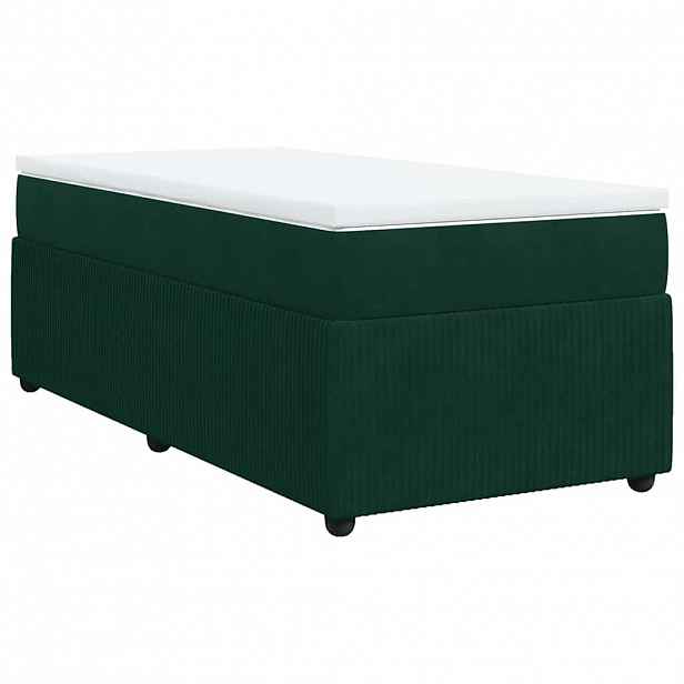 vidaXL Box spring postel s matrací tmavě zelená 90x190 cm samet