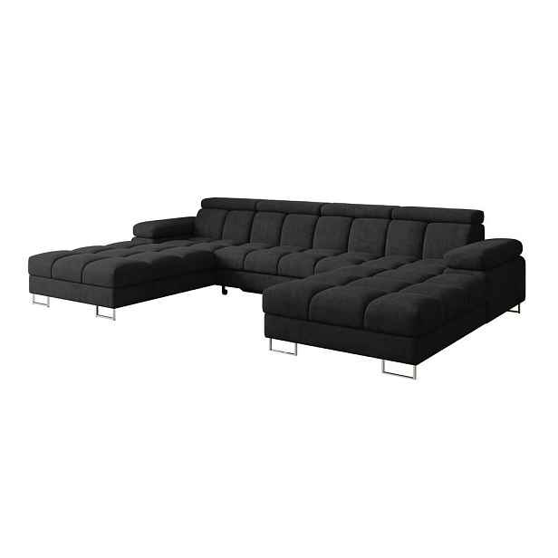 ALTDECOR SEDACÍ SOUPRAVA s funkcí spaní a úložným prostorem COMA U2 345x203x79 černá velur