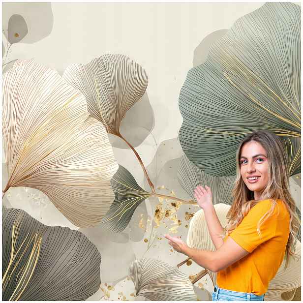 Fototapeta Obývací Pokoj Ložnice Ginkgo Listy Příroda Boho 490x260 MLN07W
