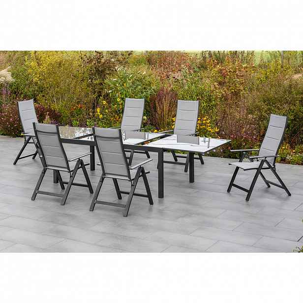 Gardenson ZAHRADNÍ STŮL, kov, sklo, 150-220/90/75 cm