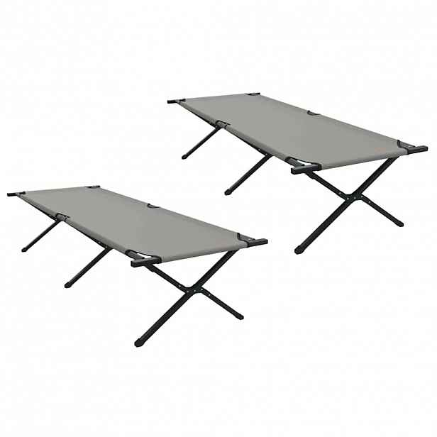 vidaXL Skládací kempingová postel 2 ks Šedá 210 x 80 x 46 cm