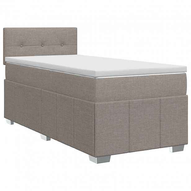 vidaXL Postel boxspring s matrací s čelo Taupe 100 x 200 cm Textil