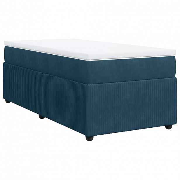 vidaXL Box spring postel s matrací tmavě modrá 90x190 cm samet