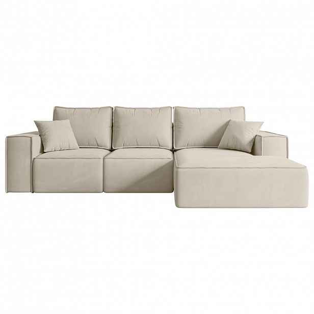 ALTDECOR ROHOVÁ SEDACÍ SOUPRAVA s funkcí lůžka a úložným prostorem SERRA-L-S – 266 × 161 × 87 cm, béžový velur