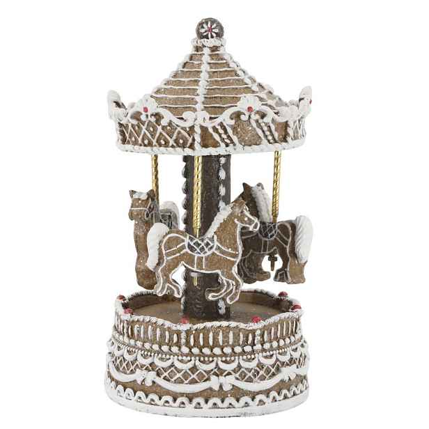 Perníková hrací skříňka kolotoč s koníky Noël - Ø 11,5*21,5 cm Chic Antique