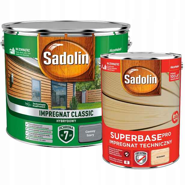 Sadolin Klasický Impregnát Na Dřevo 9 L Tmavě Šedý Sadolin Superbase 5 L