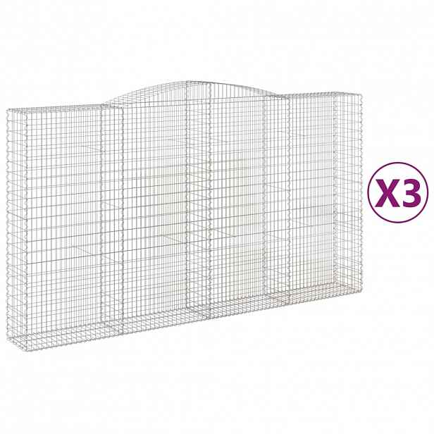 vidaXL Klenuté gabionové koše 3 ks 400x50x220/240cm pozinkované železo