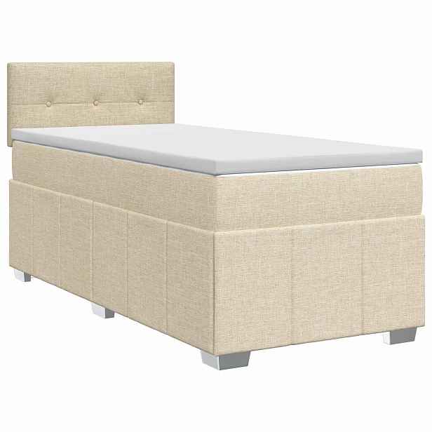 vidaXL Postel boxspring s matrací s čelo Krémová 100 x 200 cm Textil