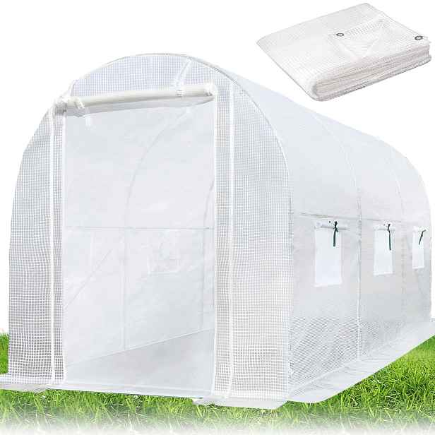 Fóliový skleník Pe bílý s velkými dveřmi pro zeleniny a květiny 3x2x2 m