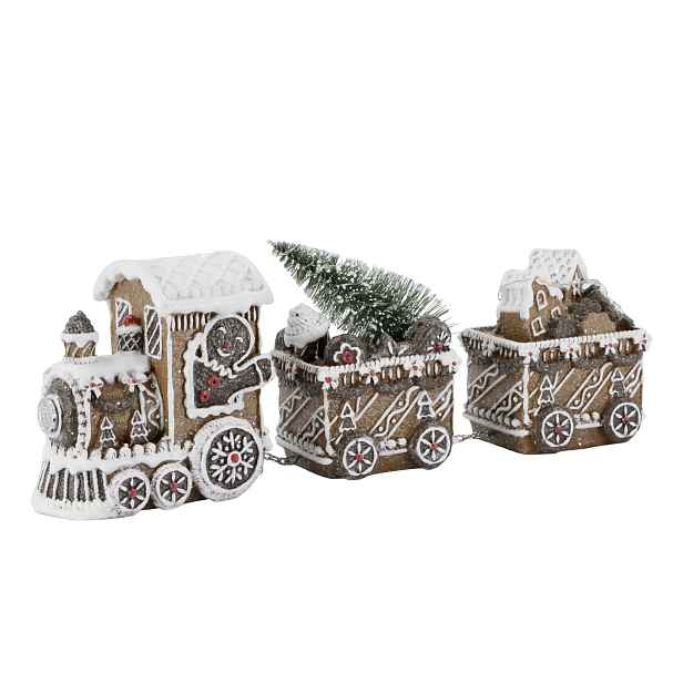 Perníkový vláček se světýlky Gingerbread Noël LED - 26*8*11 cm Chic Antique