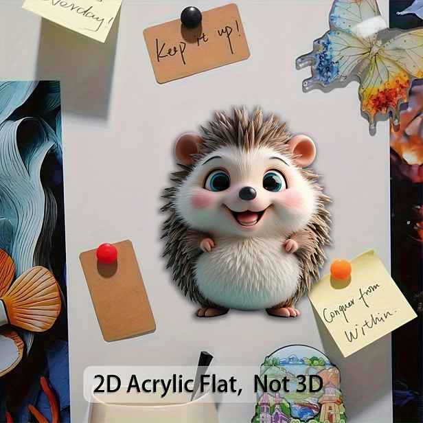 TEMU 2D Plozí Usmívající se Ježčí Přátelé! 2ks Rozmarné Magnetky na Lednici s Ježky - Útulný a Veselý Design, Bez Zbytků a Vhodné do Myčky, Dojemná