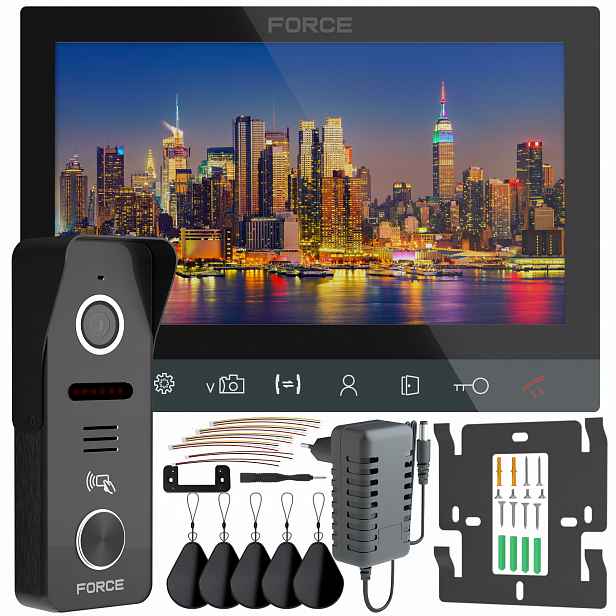 Videotelefon Force Ingo Rfid 7" Černý Full Hd Čtečka Klíčenek Brána