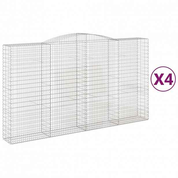 vidaXL Klenuté gabionové koše 4 ks 400x50x220/240cm pozinkované železo
