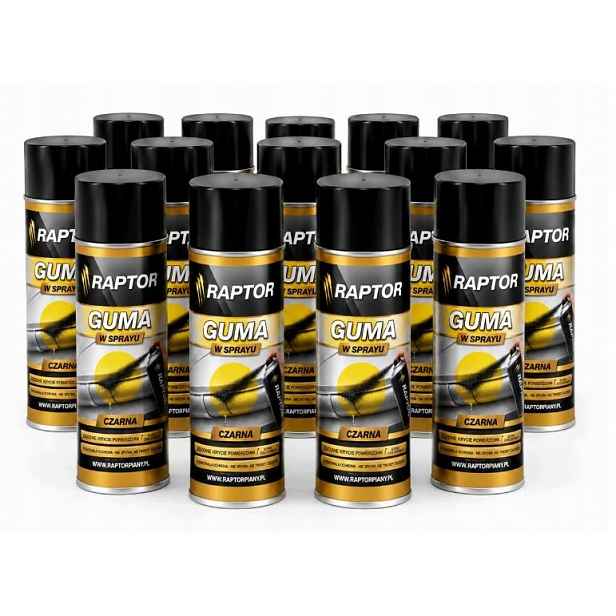 12x Guma Spray Těsnicí hmota Černá Raptor 400 ml Žlabové střechy Komíny