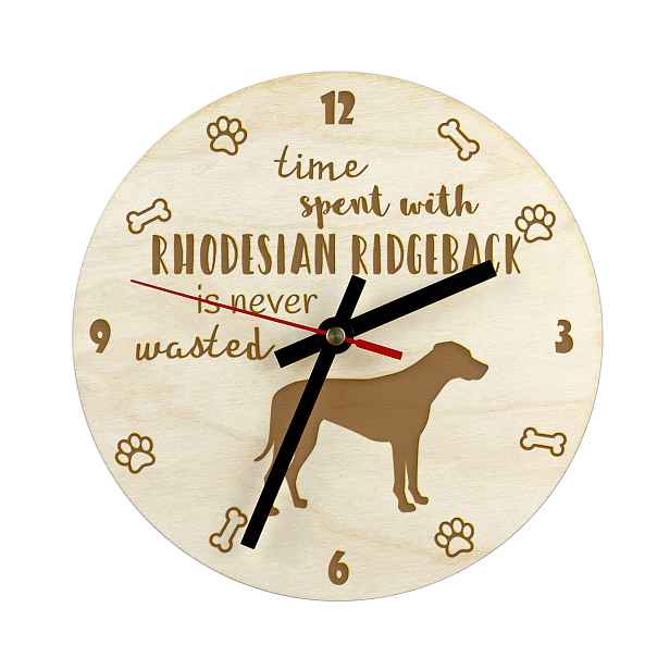 Rhodéský ridgeback, gravírovaný hodinový stroj se psem, průměr 30 cm, jméno psa